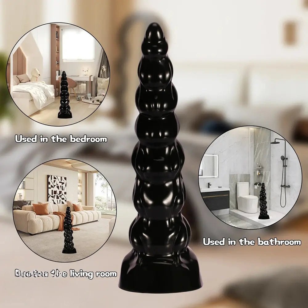 Ribbed Spiral Anal Dildo - Textured PVC Anal Play Dildo