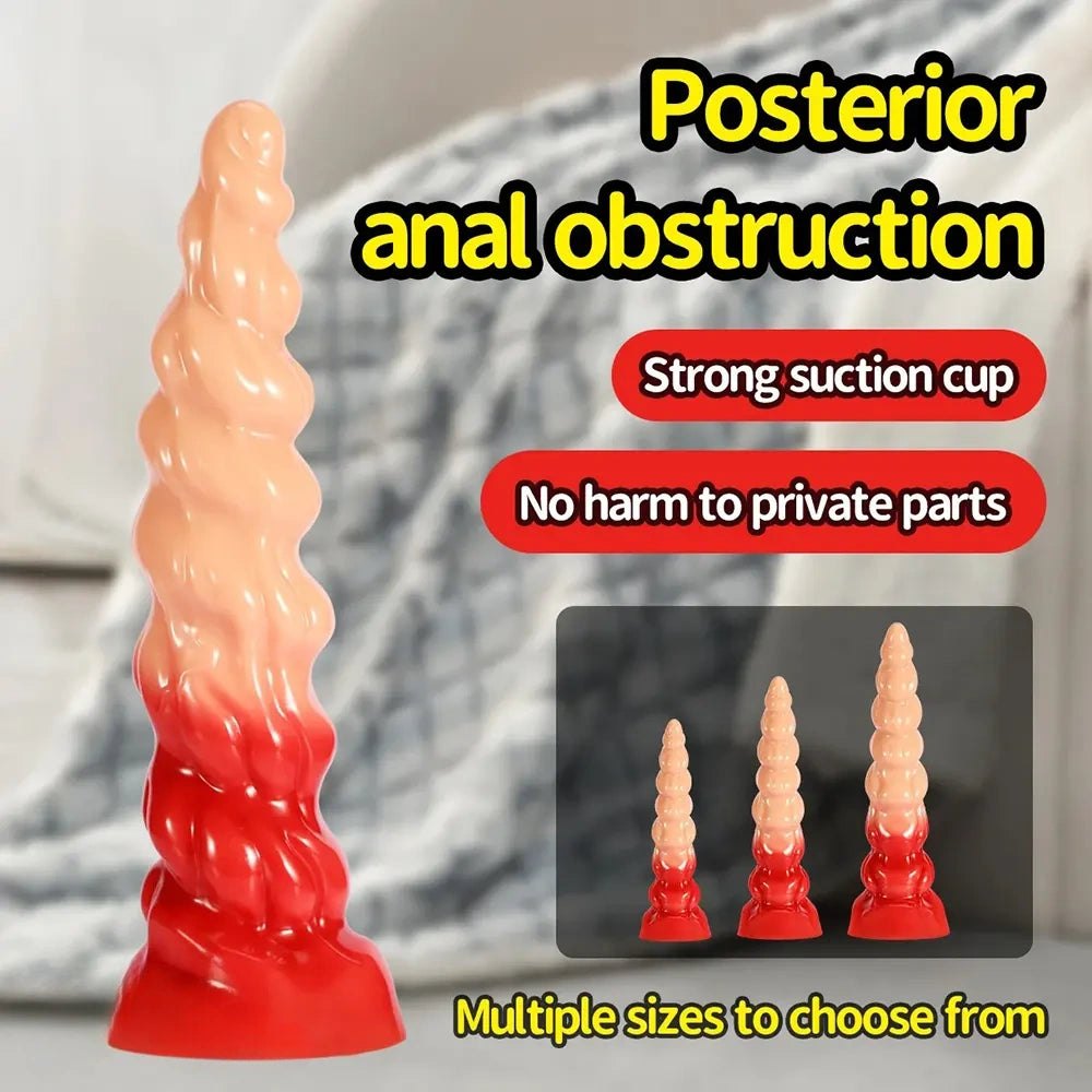 Ribbed Spiral Anal Dildo - Textured PVC Anal Play Dildo