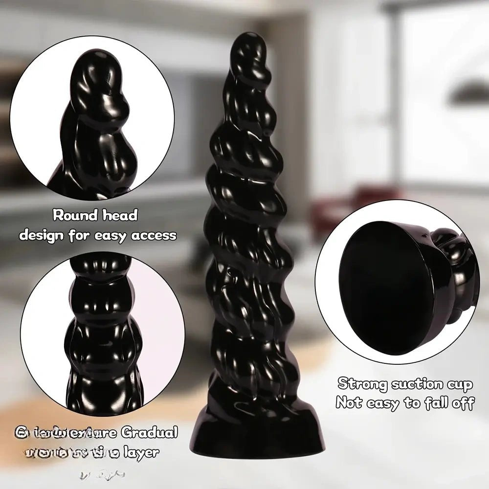 Ribbed Spiral Anal Dildo - Textured PVC Anal Play Dildo