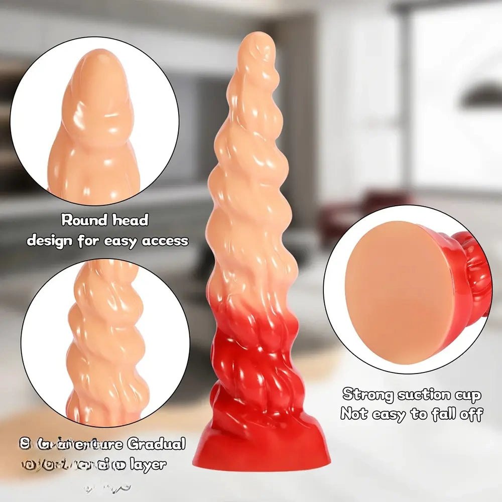 Ribbed Spiral Anal Dildo - Textured PVC Anal Play Dildo