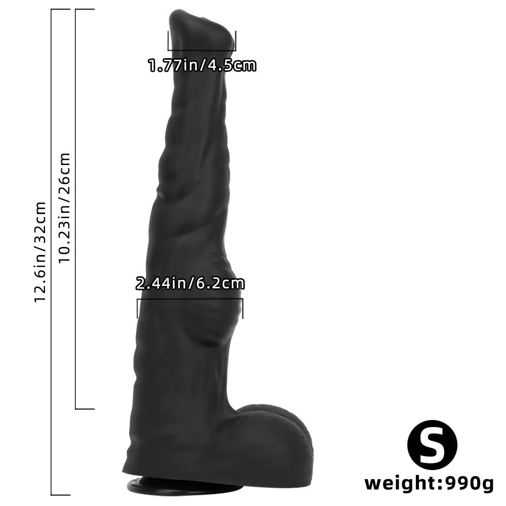 Ribbed Tapered Large Animal Dildo - Knotted Dildo
