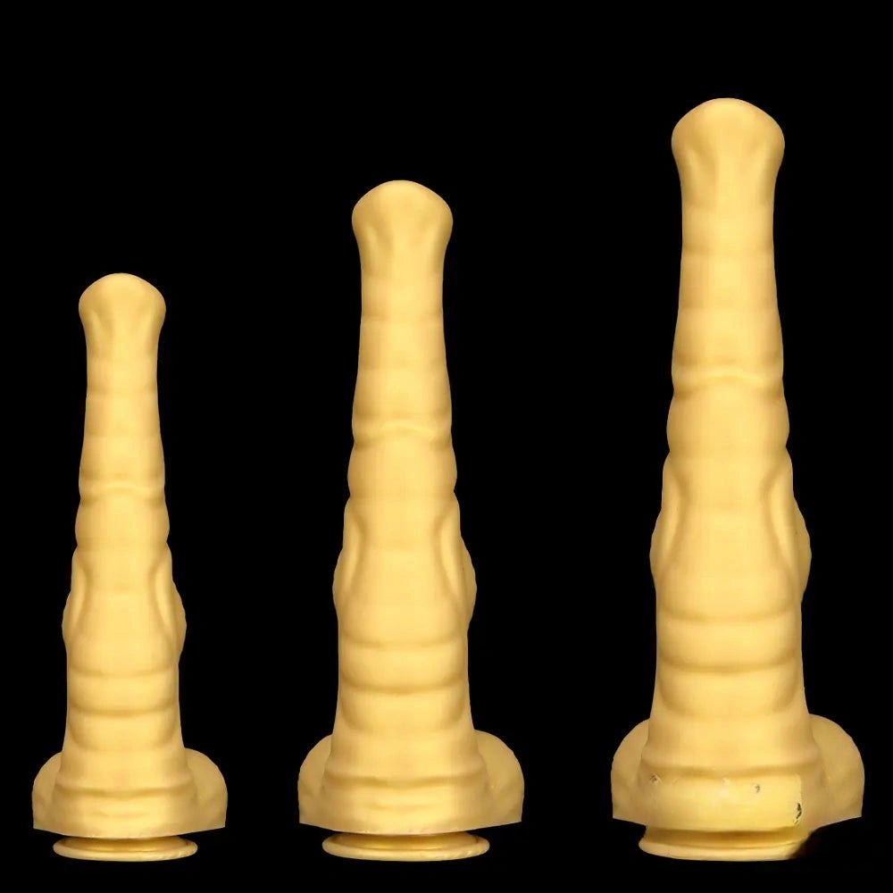 Ribbed Tapered Large Animal Dildo - Knotted Dildo