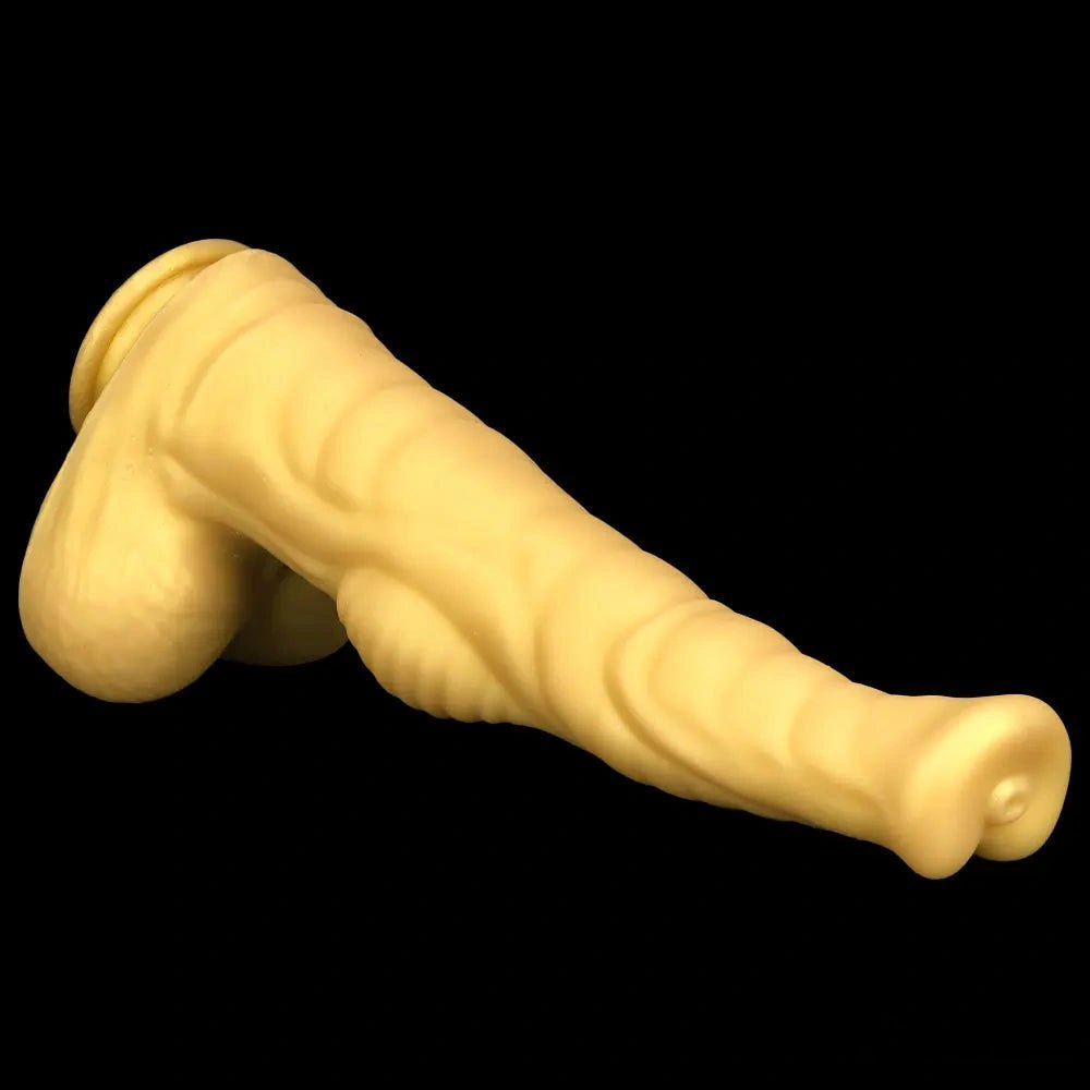 Ribbed Tapered Large Animal Dildo - Knotted Dildo