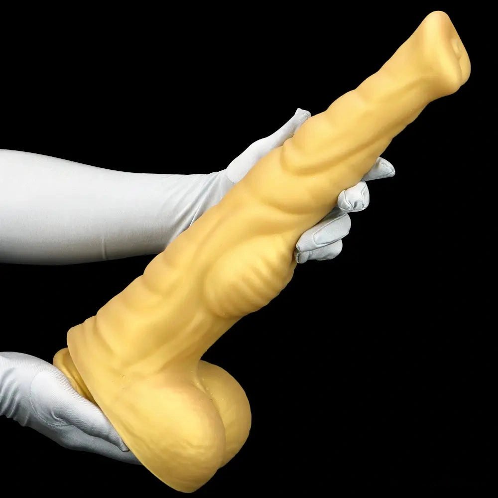 Ribbed Tapered Large Animal Dildo - Knotted Dildo