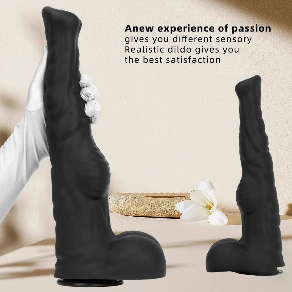Ribbed Tapered Large Animal Dildo - Knotted Dildo