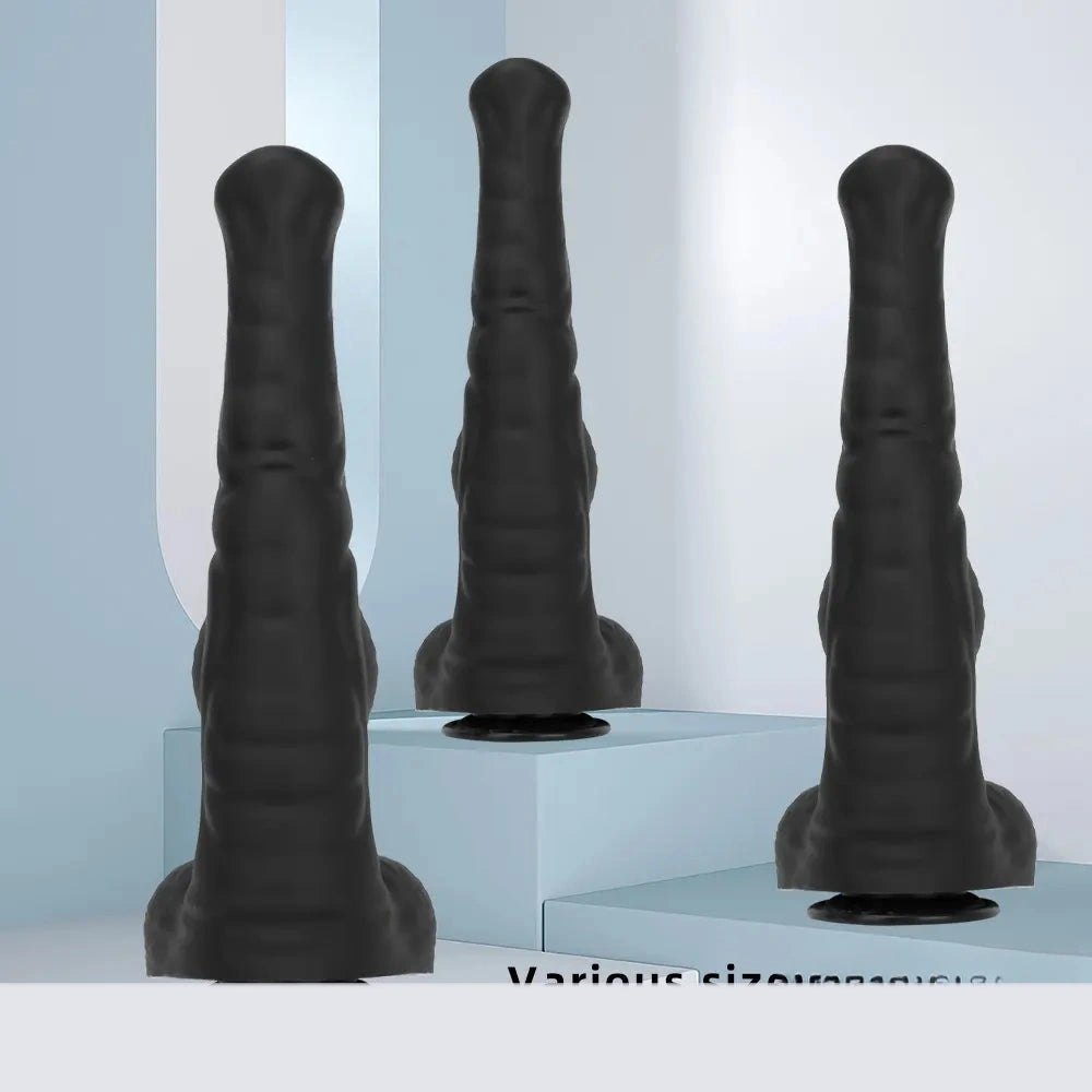 Ribbed Tapered Large Animal Dildo - Knotted Dildo