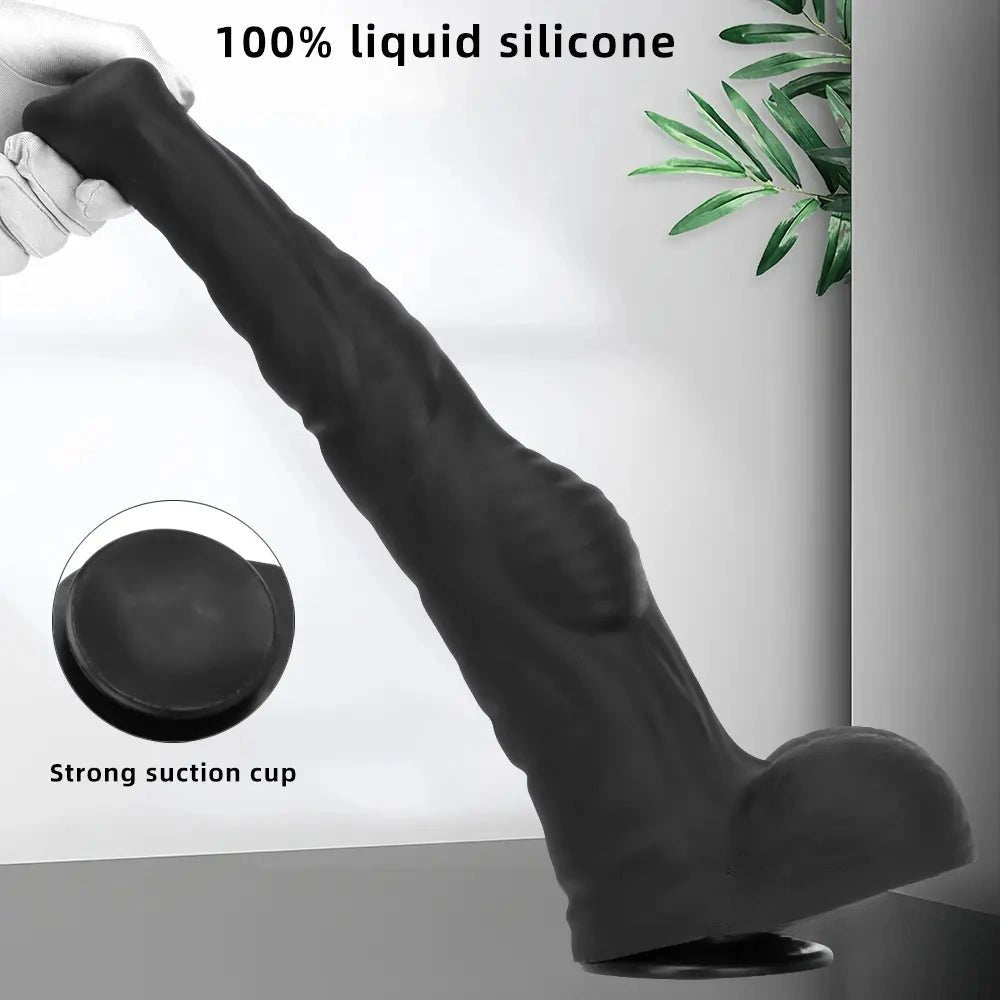 Ribbed Tapered Large Animal Dildo - Knotted Dildo
