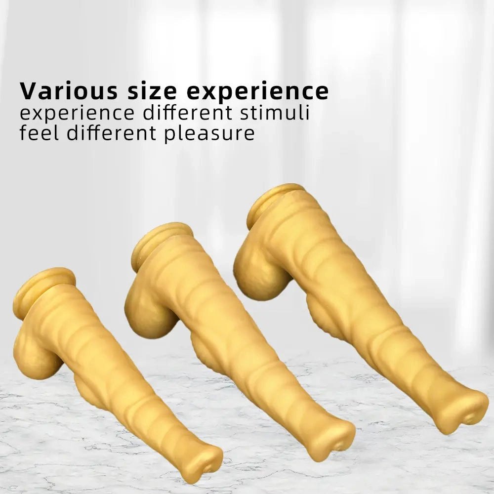 Ribbed Tapered Large Animal Dildo - Knotted Dildo