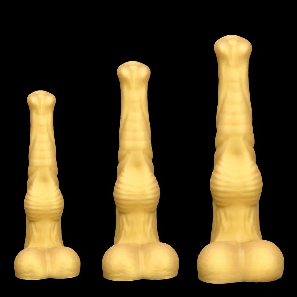 Ribbed Tapered Large Animal Dildo - Knotted Dildo