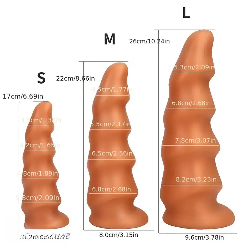 Ribbed Tapered PVC Anal Dildo - S/M/L Ribbed Anal Dildo