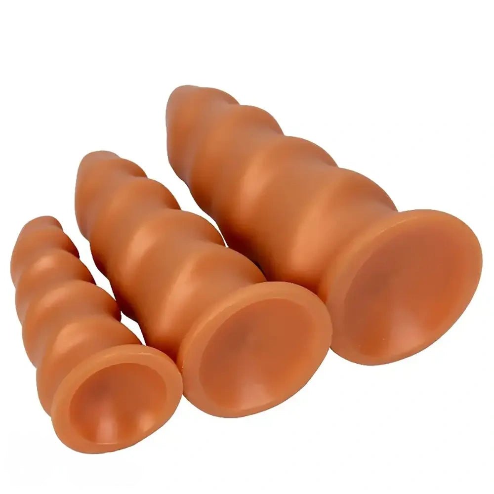 Ribbed Tapered PVC Anal Dildo - S/M/L Ribbed Anal Dildo
