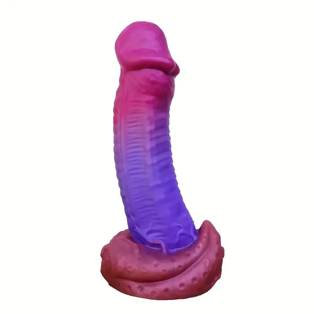 Ribbed Tentacle Fantasy Dildo - Pink Purple Gradient