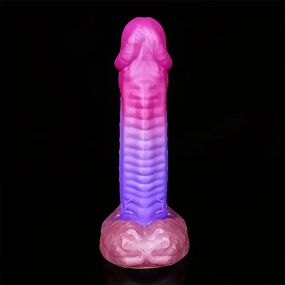 Ribbed Tentacle Fantasy Dildo - Pink Purple Gradient