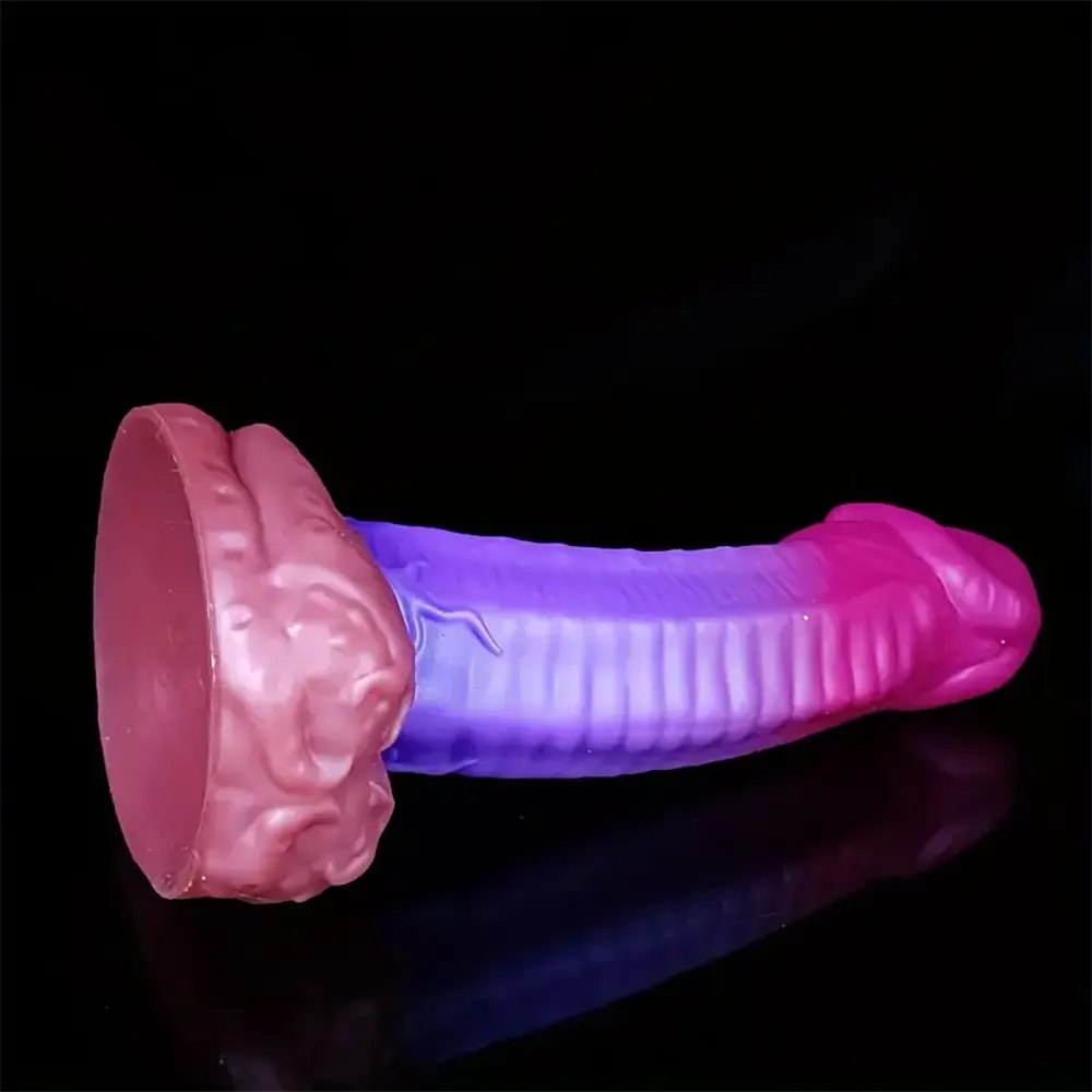Ribbed Tentacle Fantasy Dildo - Pink Purple Gradient