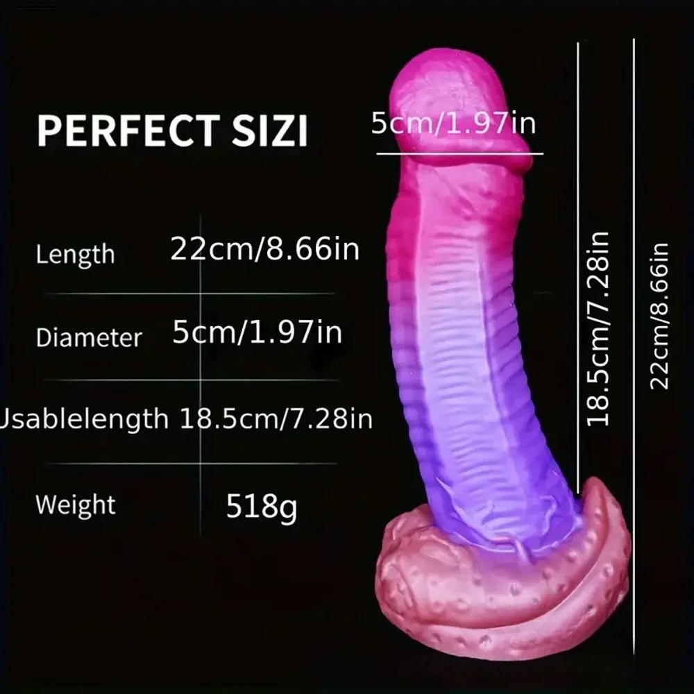 Ribbed Tentacle Fantasy Dildo - Pink Purple Gradient