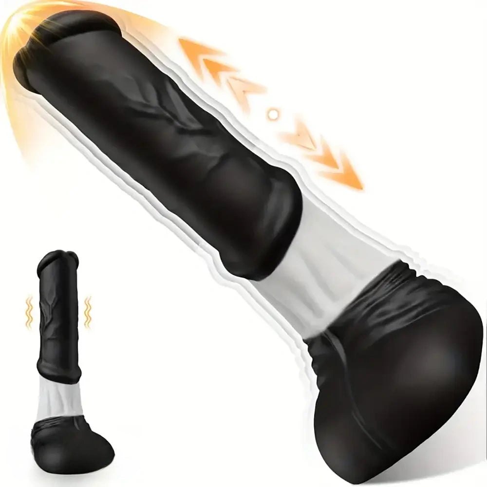 Ribbed Textured Black Dildo - Silicone Realistic Dildo
