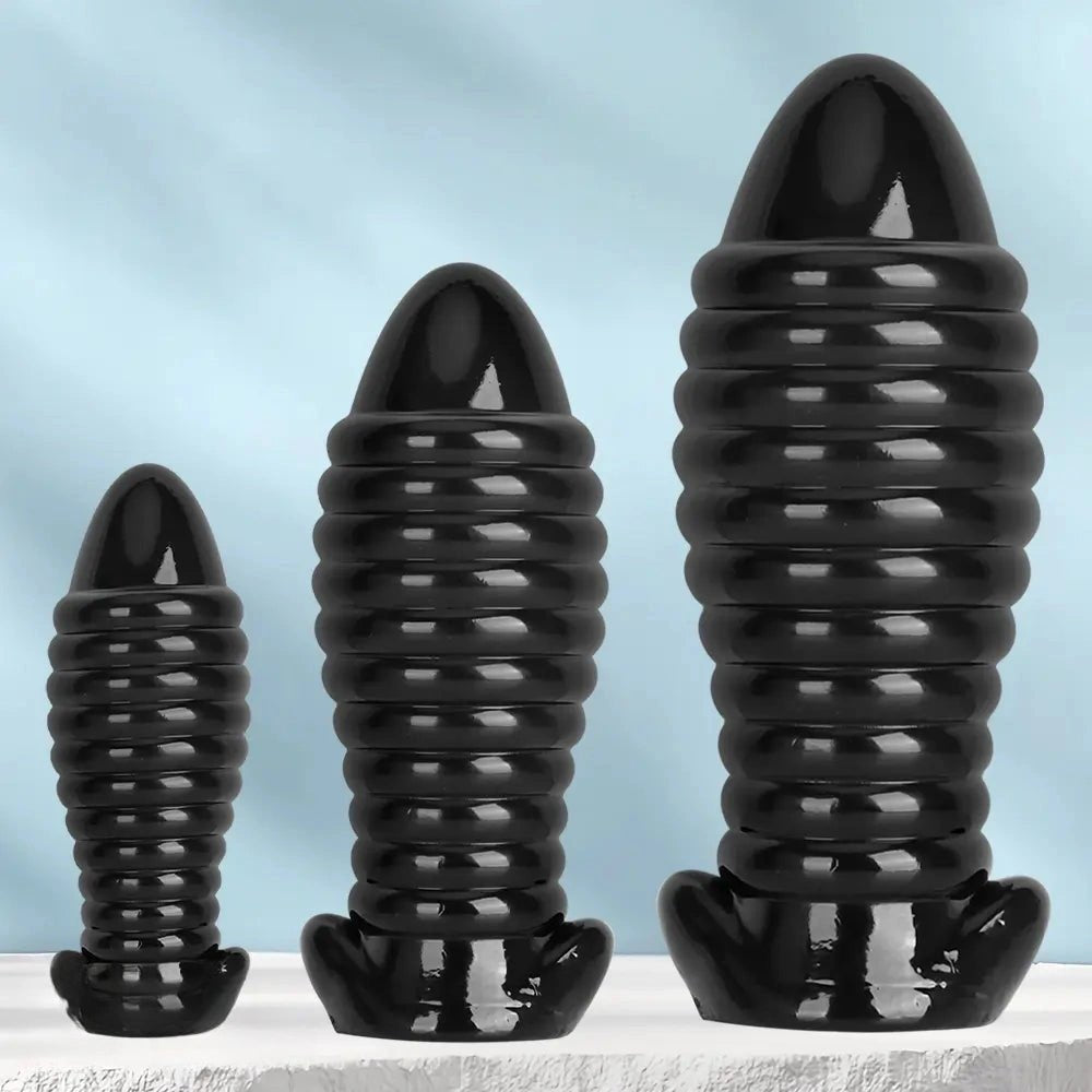 Ribbed Fantasy Dildo 3 Sizes - Textured Big Dildo in PVC