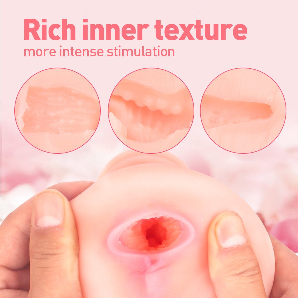 Ribbed TPE Pocket Pussy Stroker - Realistic Vagina Masturbator
