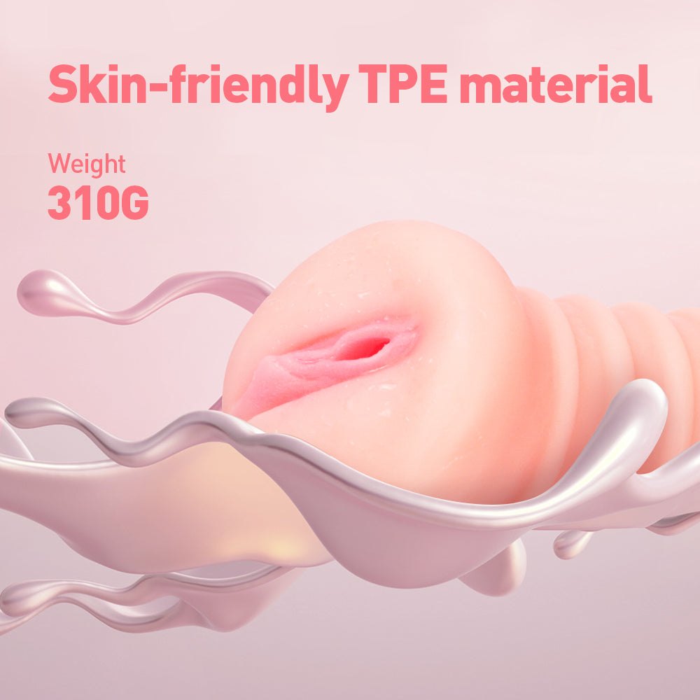 Ribbed TPE Pocket Pussy Stroker - Realistic Vagina Masturbator