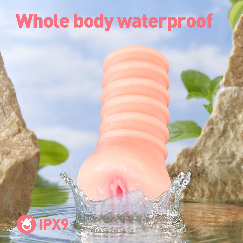 Ribbed TPE Pocket Pussy Stroker - Realistic Vagina Masturbator