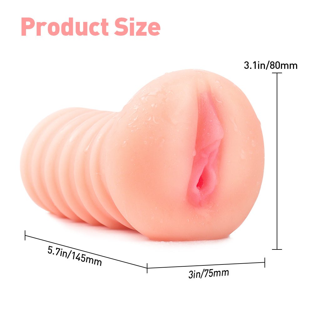 Ribbed TPE Pocket Pussy Stroker - Realistic Vagina Masturbator