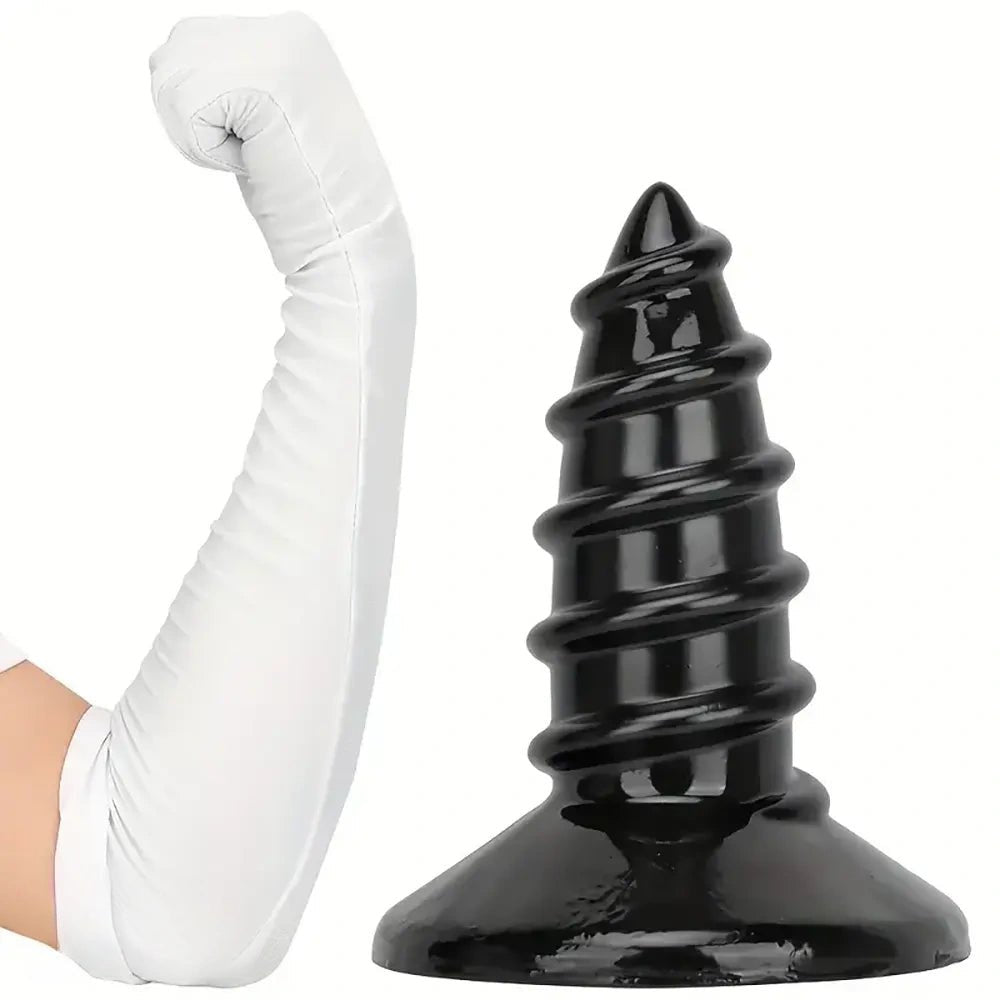 Ridged Black Anal Plug XL - Ribbed Butt Plug, S and L