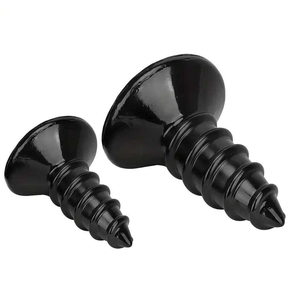 Ridged Black Anal Plug XL - Ribbed Butt Plug, S and L