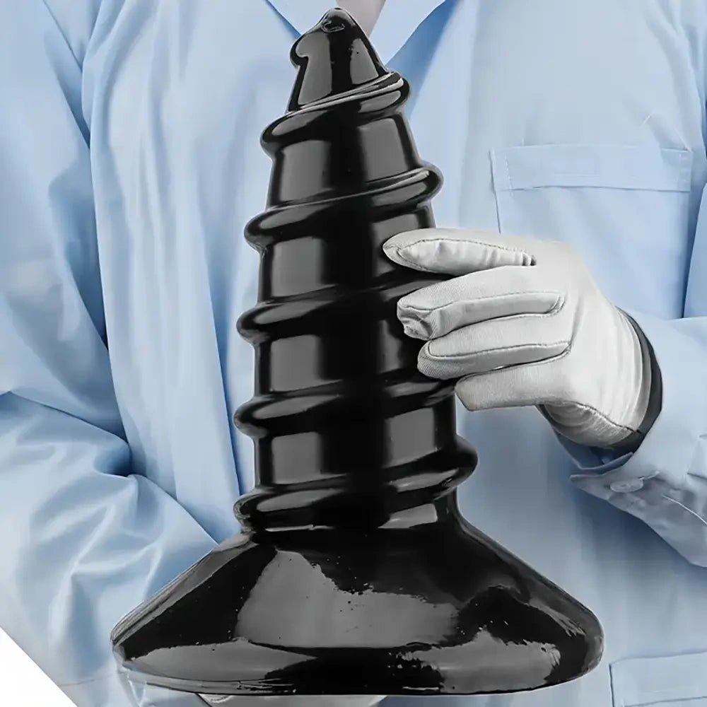 Ridged Black Anal Plug XL - Ribbed Butt Plug, S and L