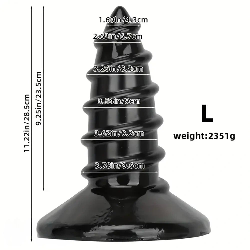 Ridged Black Anal Plug XL - Ribbed Butt Plug, S and L