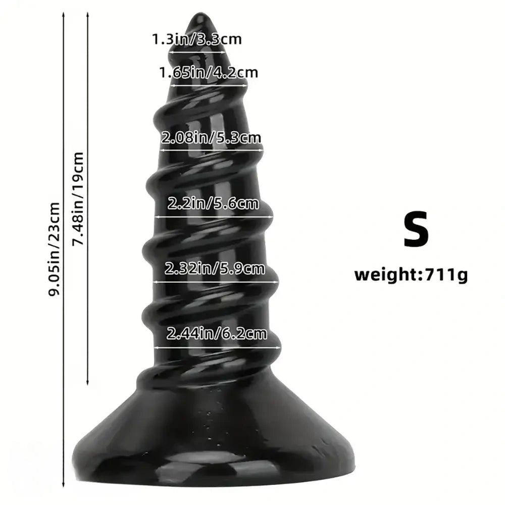 Ridged Black Anal Plug XL - Ribbed Butt Plug, S and L