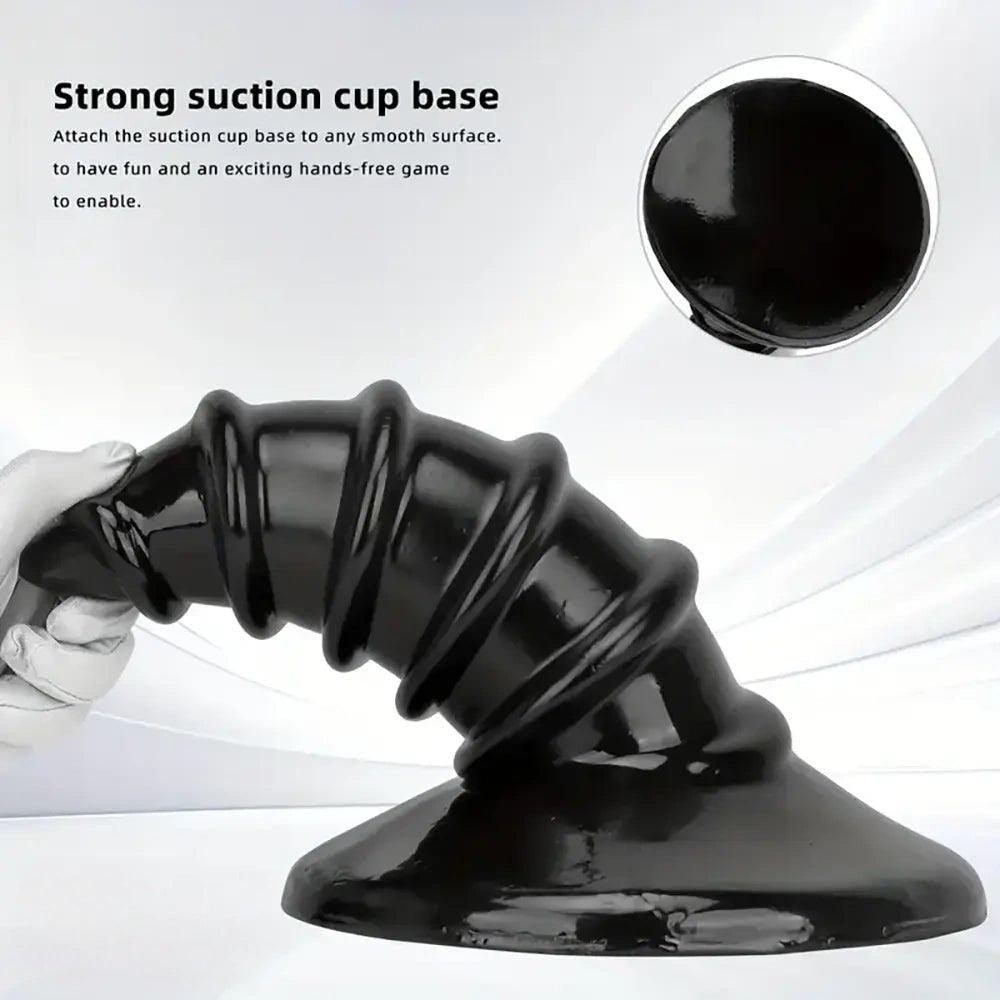 Ridged Black Anal Plug XL - Ribbed Butt Plug, S and L