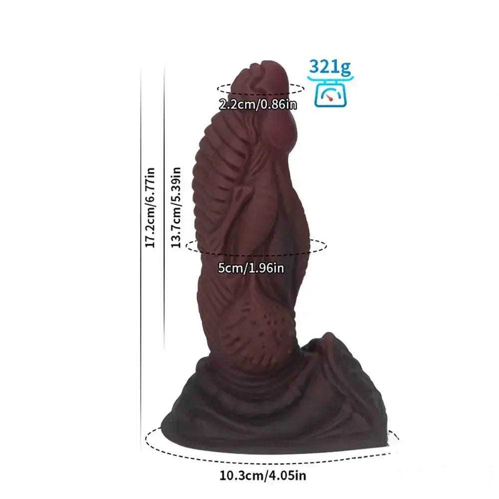 Ridged Fantasy Knot Dildo 6.77 in - Ebony Monster Dildo