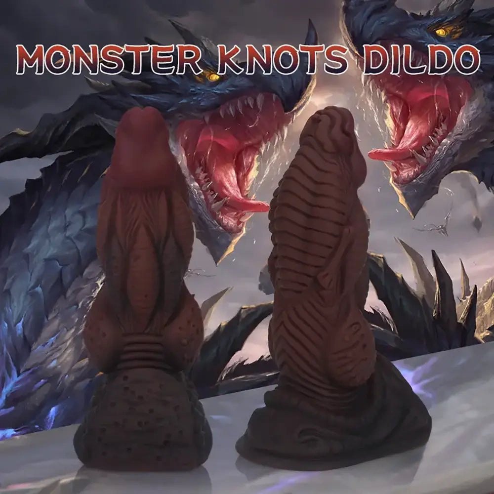 Ridged Fantasy Knot Dildo 6.77 in - Ebony Monster Dildo