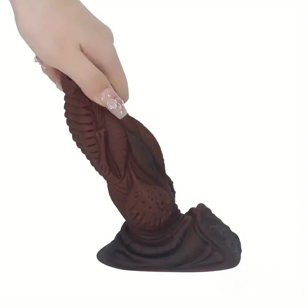 Ridged Fantasy Knot Dildo 6.77 in - Ebony Monster Dildo