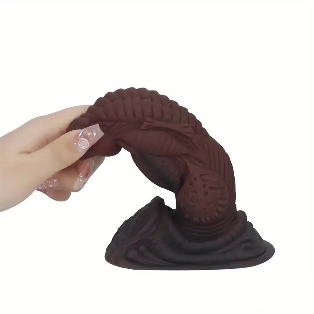 Ridged Fantasy Knot Dildo 6.77 in - Ebony Monster Dildo