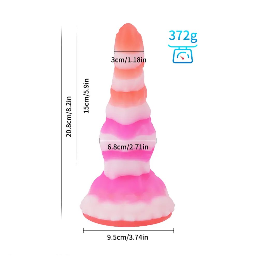 Ridged Fantasy Dildo, Suction Base - Textured Silicone Toy