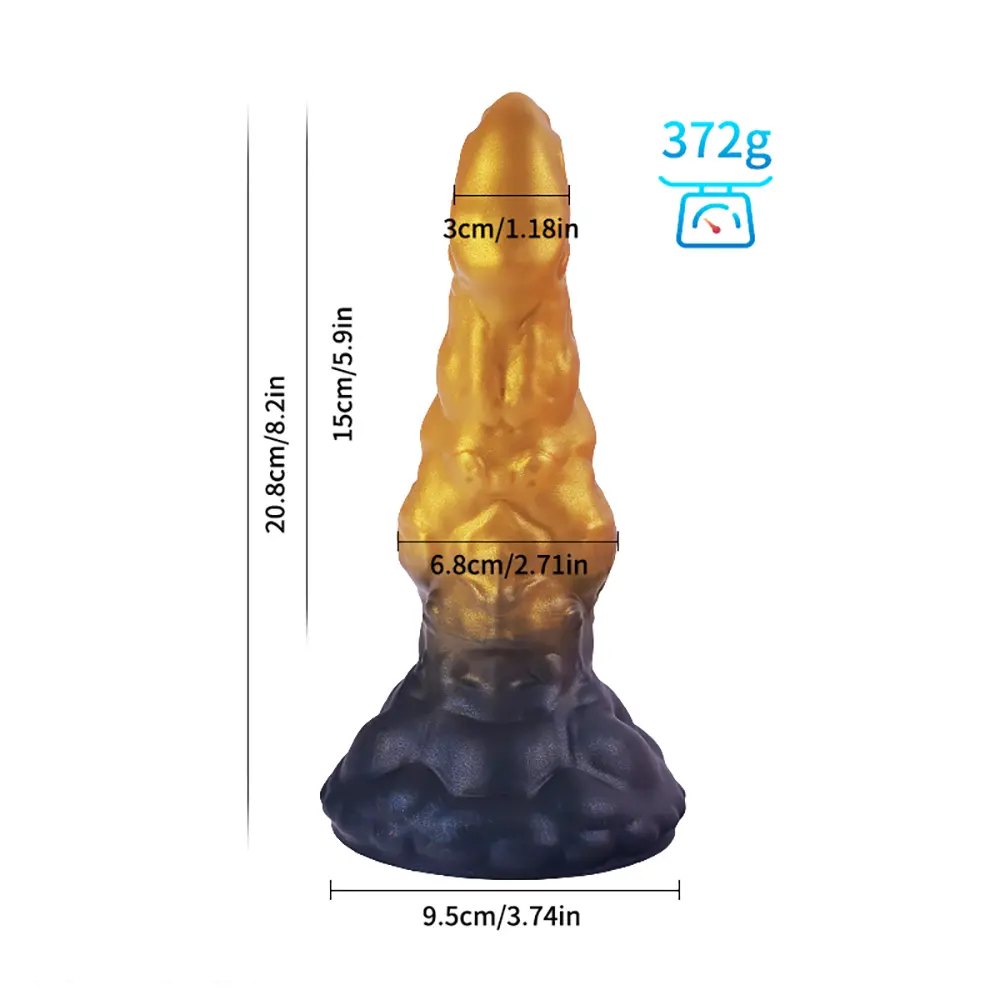 Ridged Fantasy Dildo, Suction Base - Textured Silicone Toy