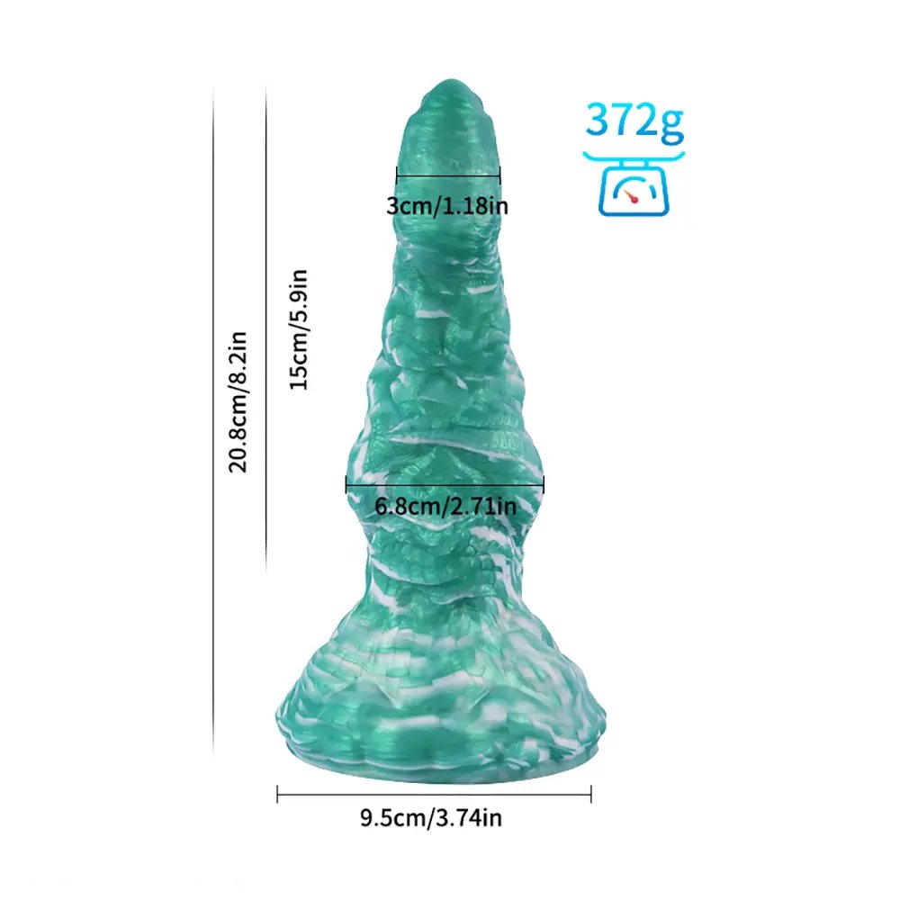 Ridged Fantasy Dildo, Suction Base - Textured Silicone Toy