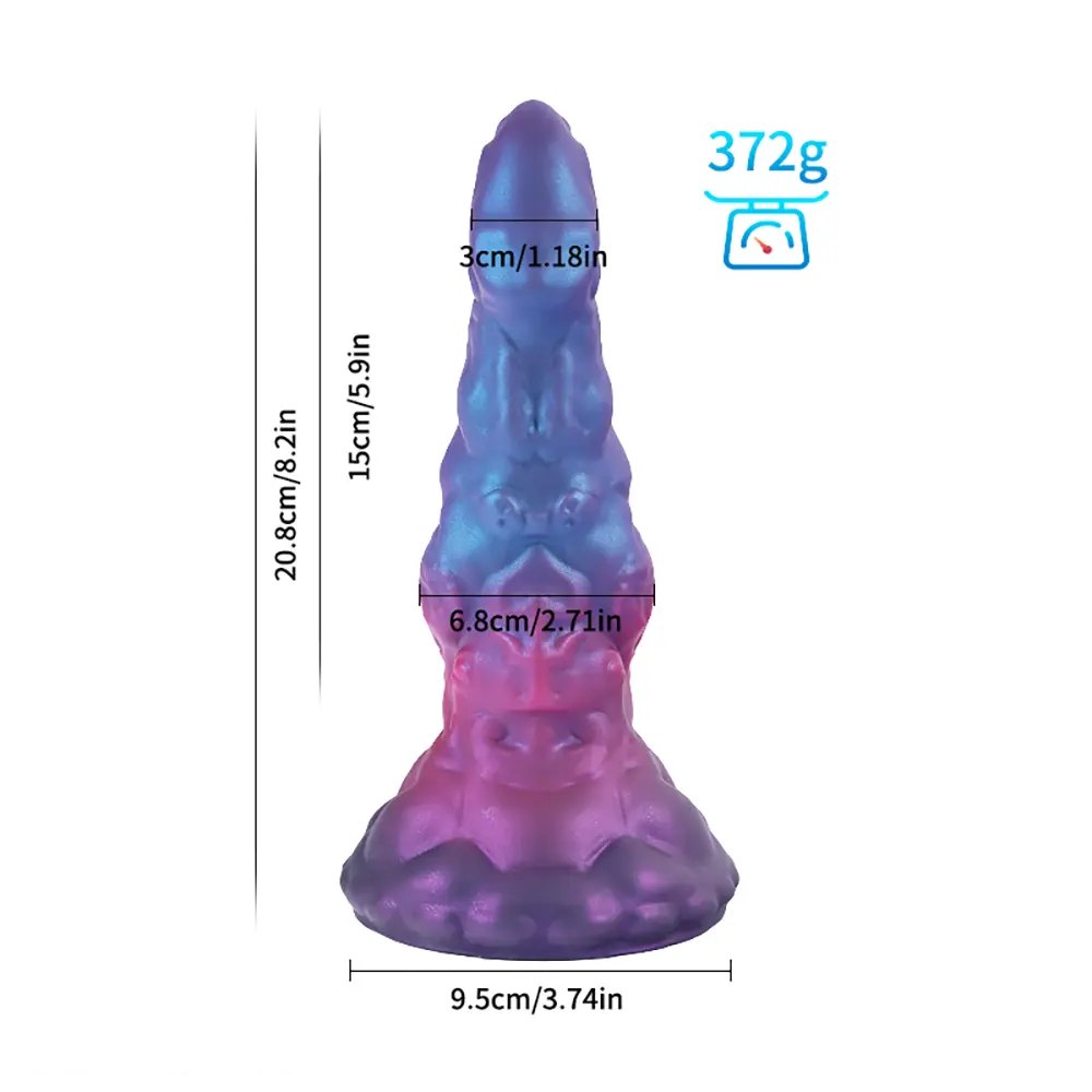 Ridged Fantasy Dildo, Suction Base - Textured Silicone Toy