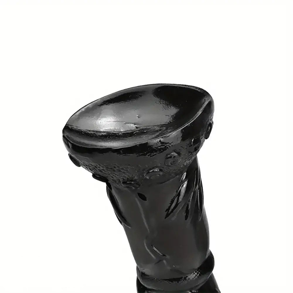Ridged Fantasy Dildo With Nodules - Textured Black Fantasy Dildo