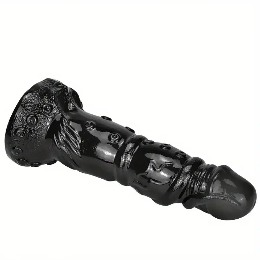 Ridged Fantasy Dildo With Nodules - Textured Black Fantasy Dildo