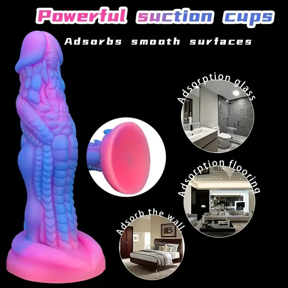 Ridged Fantasy Suction Dildo - Silicone Fantasy Dildo