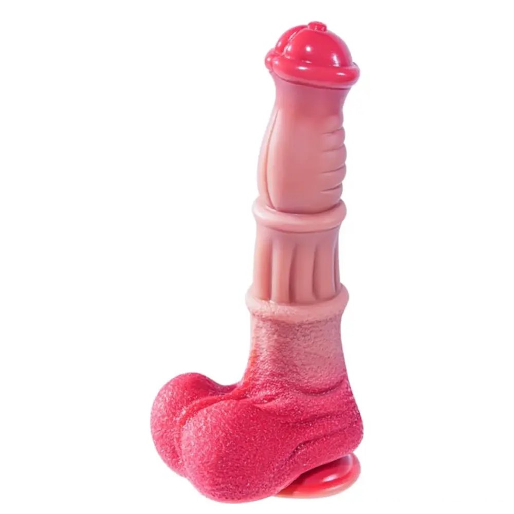 Ridged Horse-Style Silicone Dildo - Big Suction Cup Animal Toy