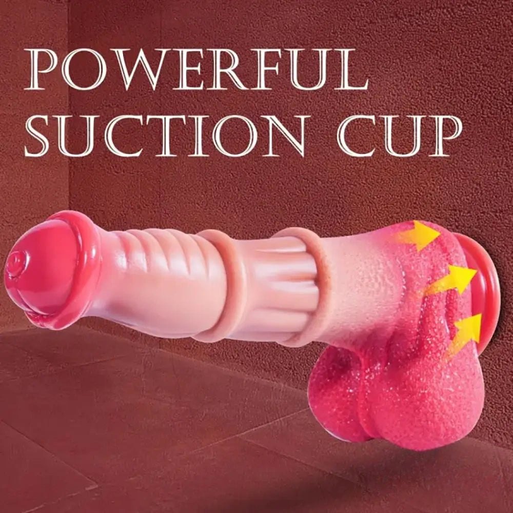 Ridged Horse-Style Silicone Dildo - Big Suction Cup Animal Toy