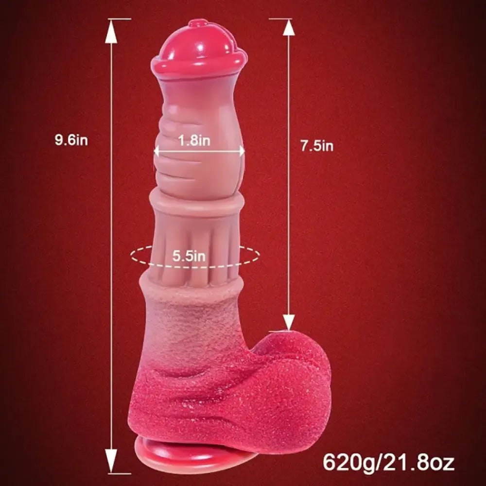 Ridged Horse-Style Silicone Dildo - Big Suction Cup Animal Toy