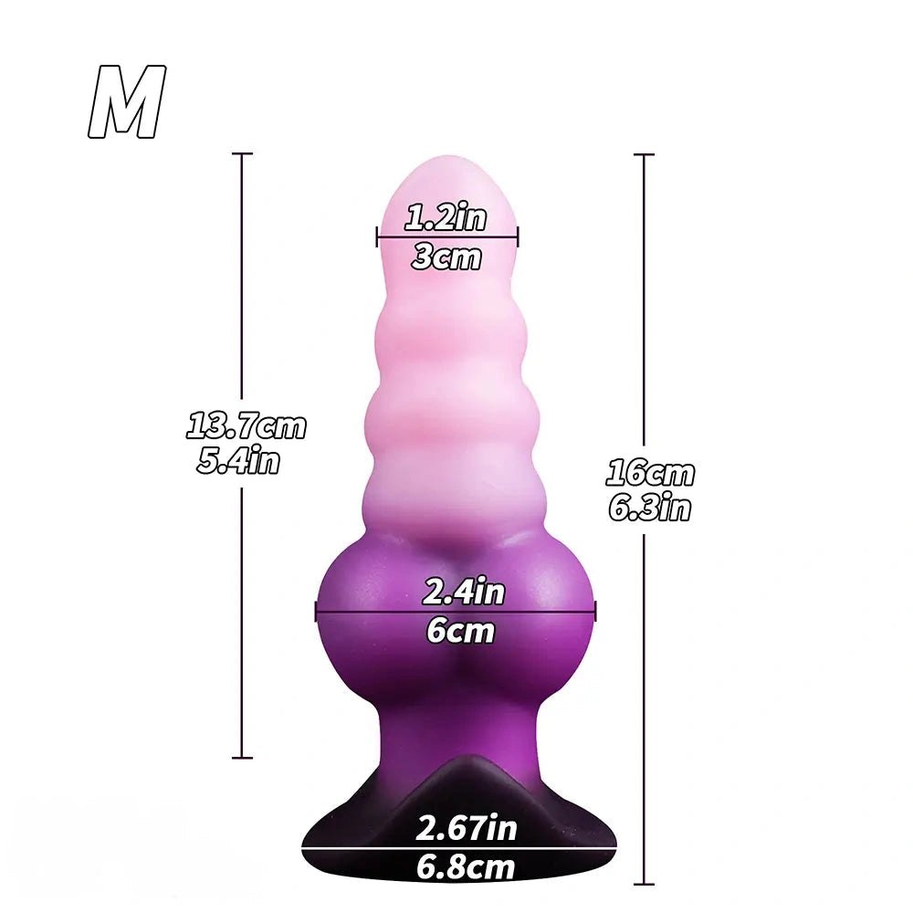 Ridged Fantasy Dildo S/M/L - Ombre Silicone Sex Toy