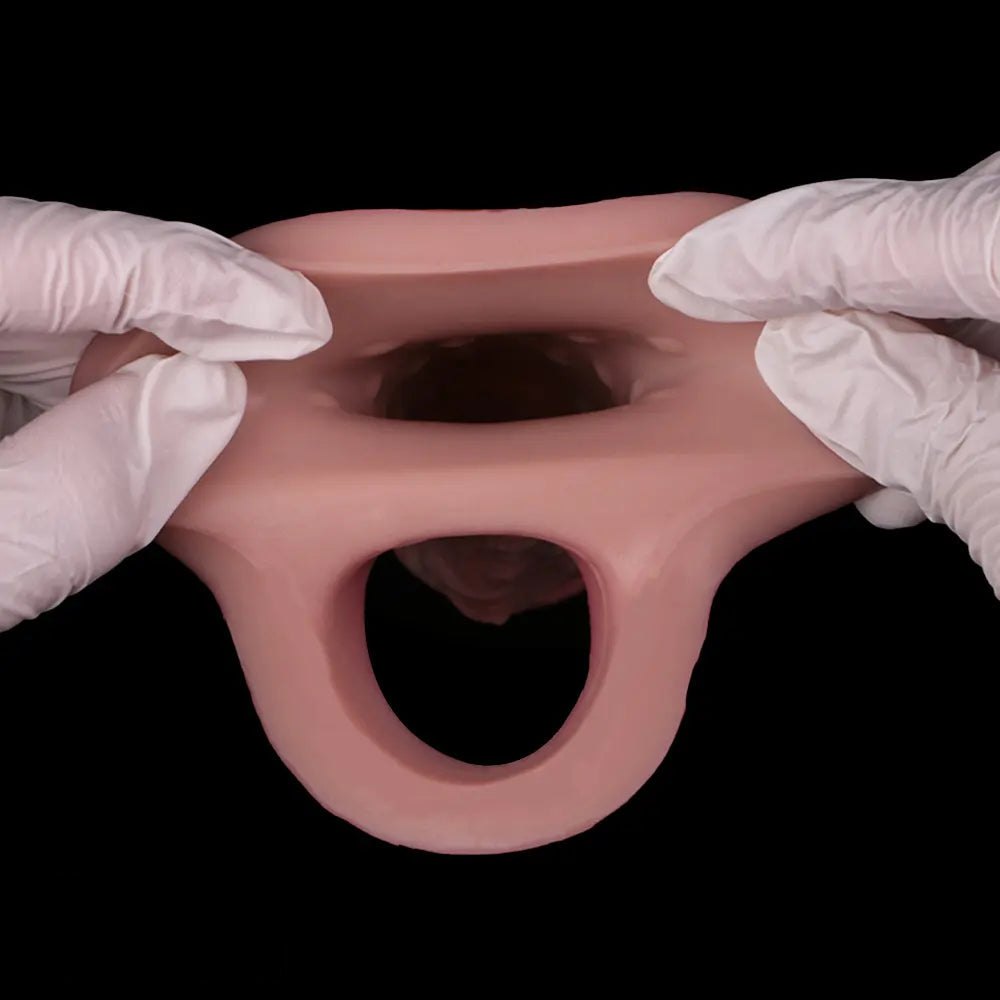 Ridged Penis Sleeve With Ring - Silicone Dildo Sleeve