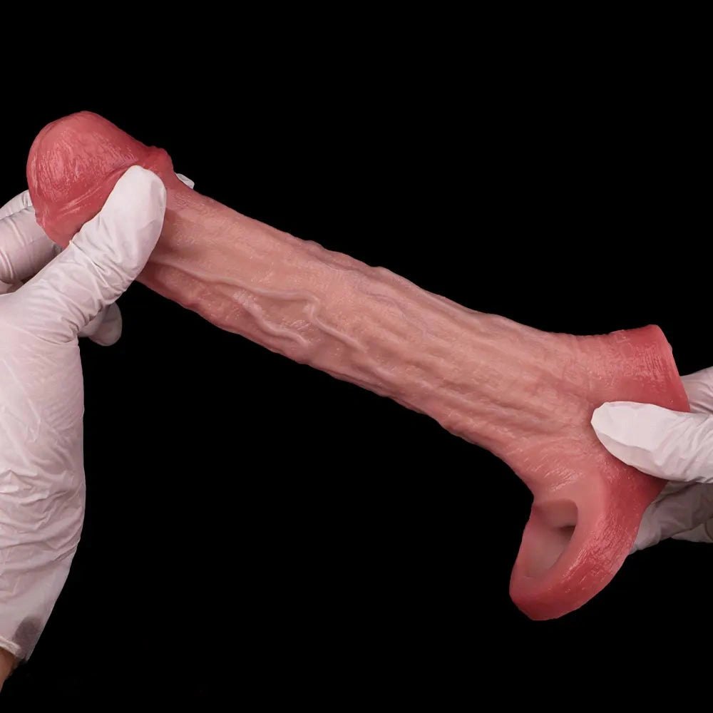Ridged Penis Sleeve With Ring - Silicone Dildo Sleeve