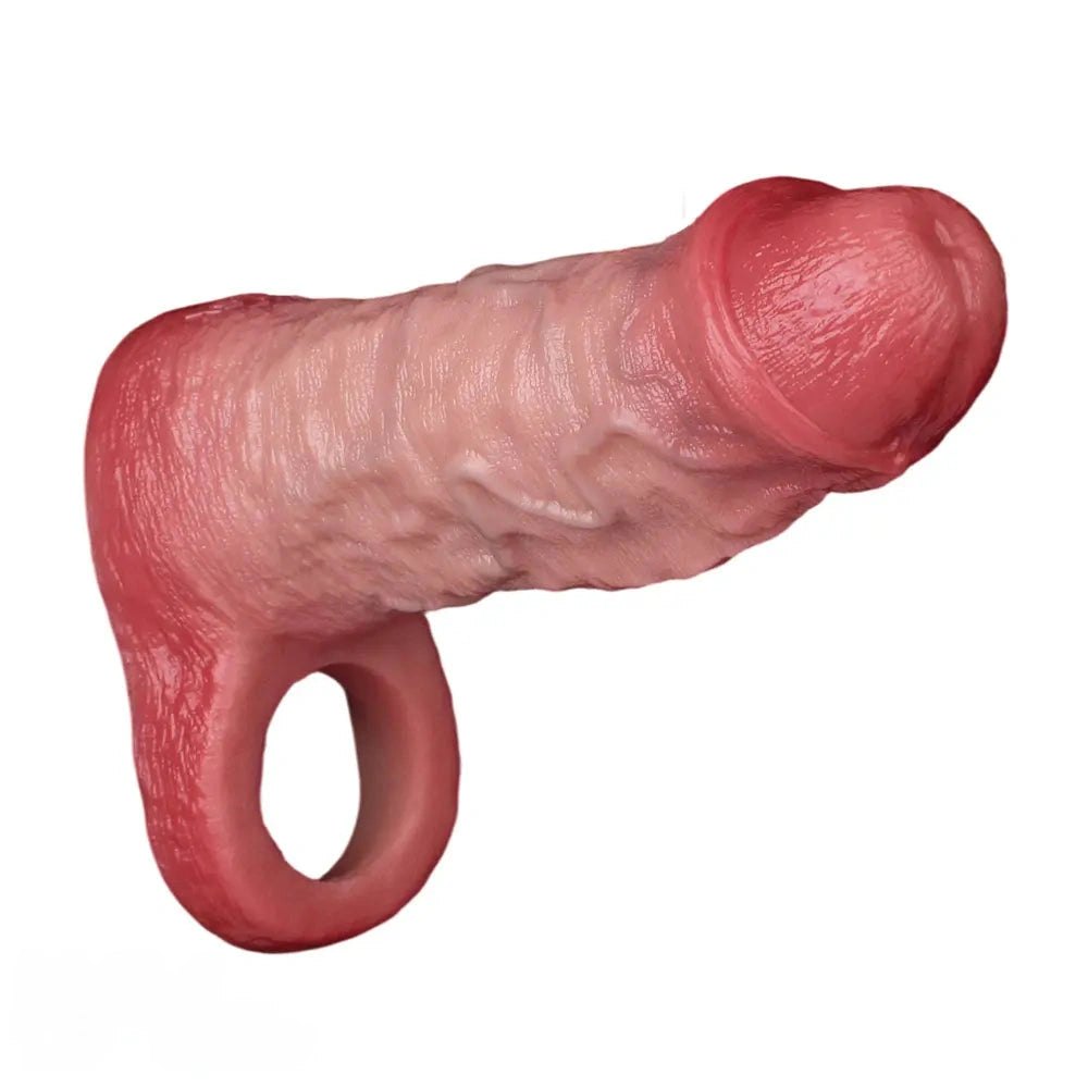 Ridged Penis Sleeve With Ring - Silicone Dildo Sleeve