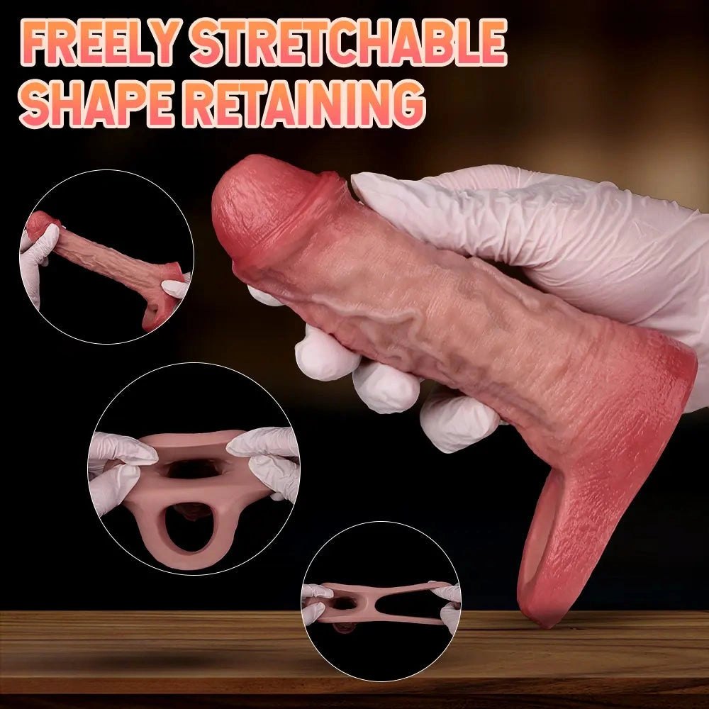 Ridged Penis Sleeve With Ring - Silicone Dildo Sleeve